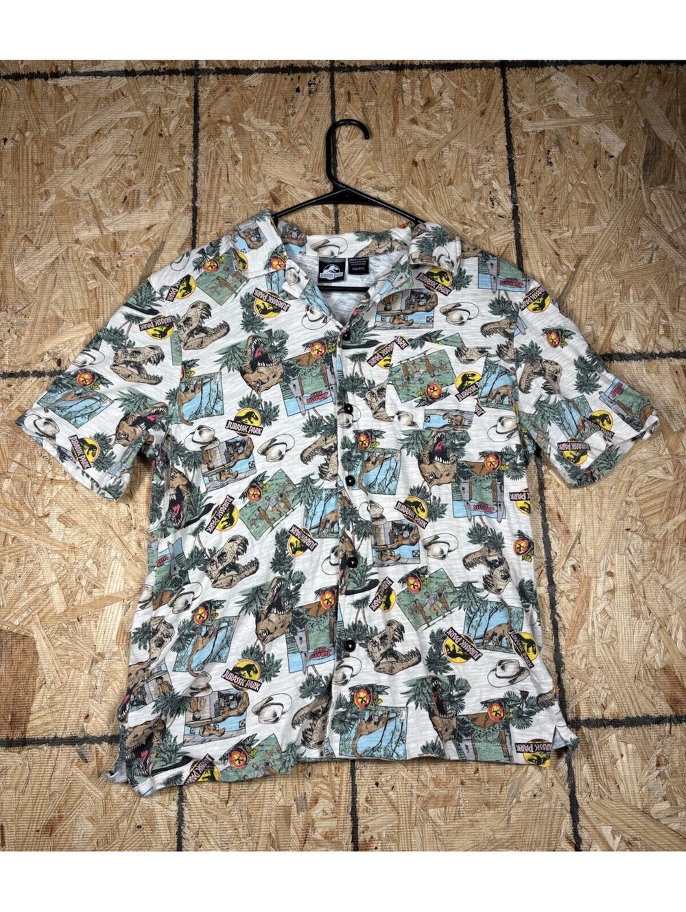 Jurassic World Shirt Small Dinausar All Over Print T Rex Universal Button Down!